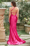 Fuchsia One Shoulder Zeemeermin Galajurk