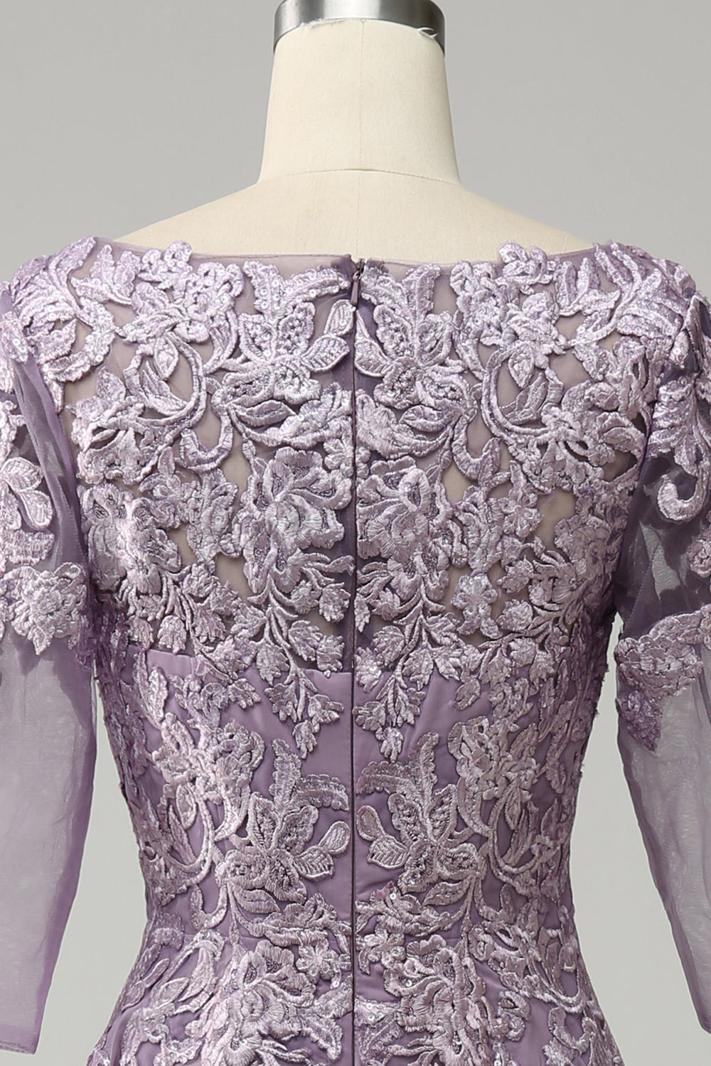 Grijs Paars Chiffon Moeder van de Bruid Jurk met Kant