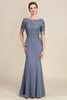 Afbeelding in Gallery-weergave laden, Grijze Chiffon Appliques Moeder van Bruid Jurk