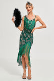 Zwarte Gatsby flapperjurk met franjes en spaghettibandjes