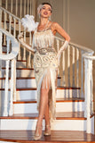 Champagne Spaghetti Bandjes Gatsby Fringed Flapper Jurk