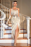 Champagne Spaghetti Bandjes Gatsby Fringed Flapper Jurk