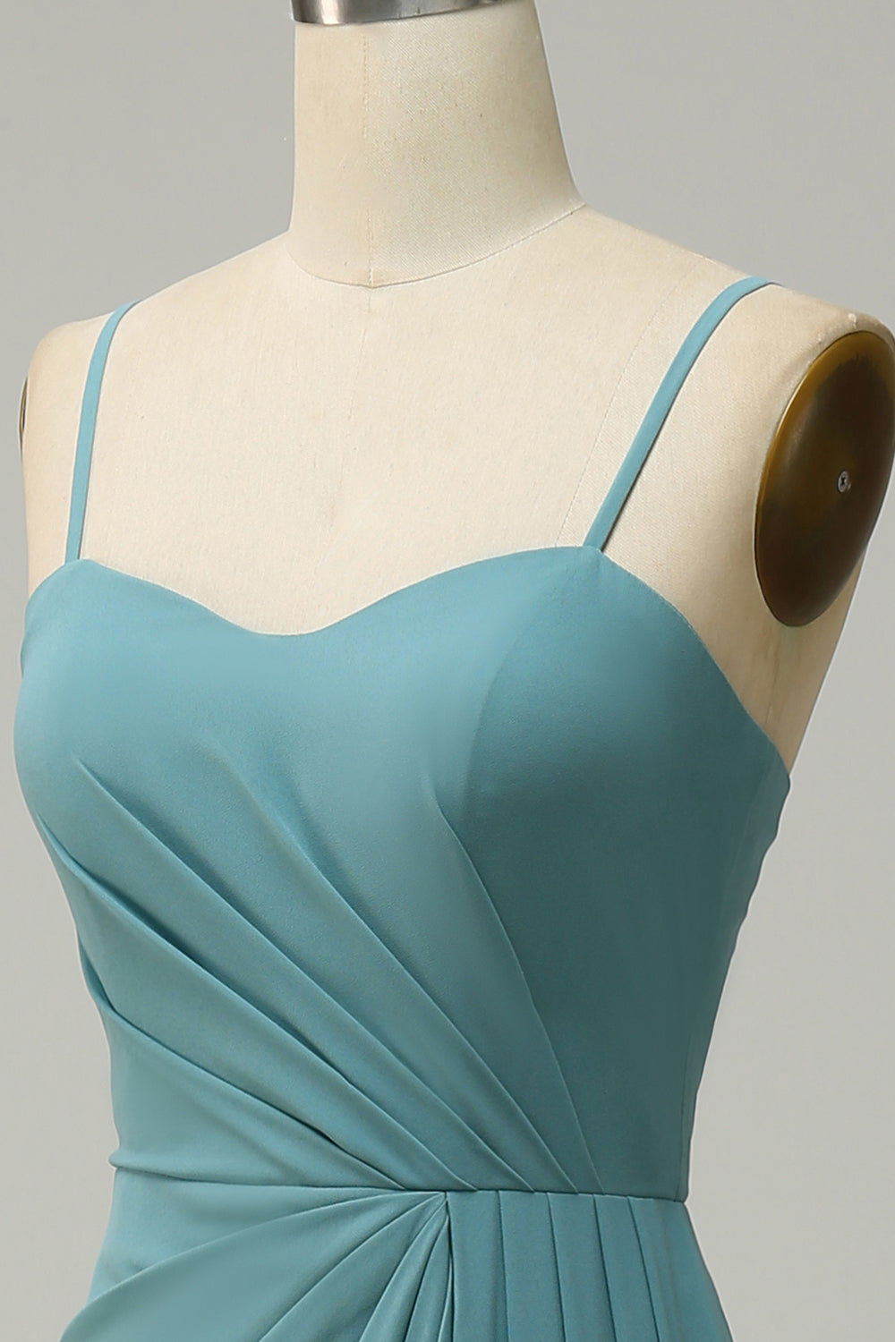 A Line Spaghetti Straps Blush Lange Bruidsmeisje Jurk met Split Front
