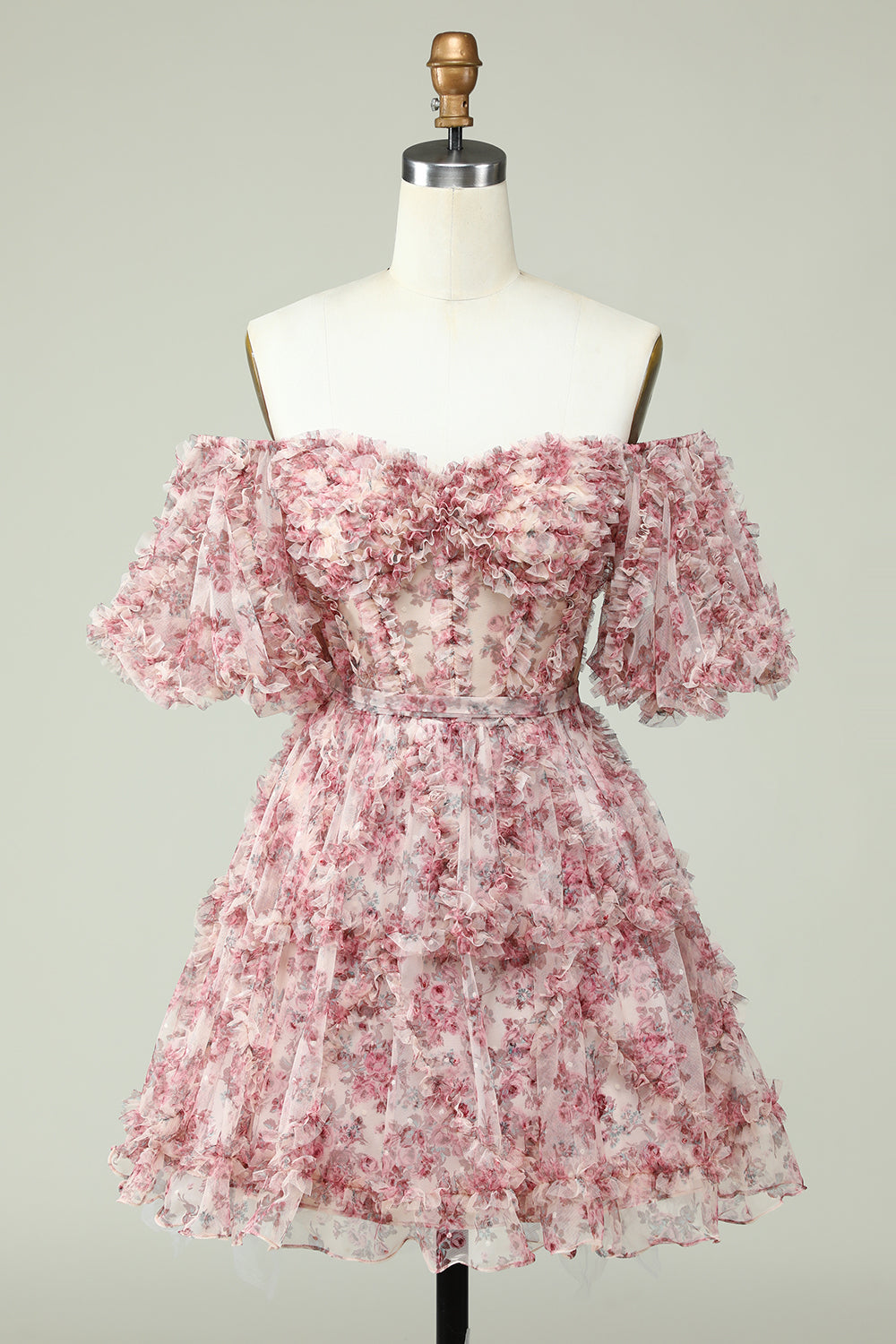 Off the Shoulder Homecoming Jurk met Bloemenprint
