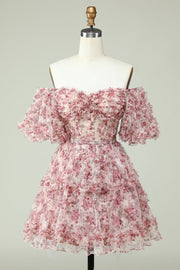 Off the Shoulder Homecoming Jurk met Bloemenprint