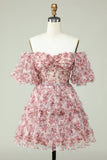 Off the Shoulder Homecoming Jurk met Bloemenprint