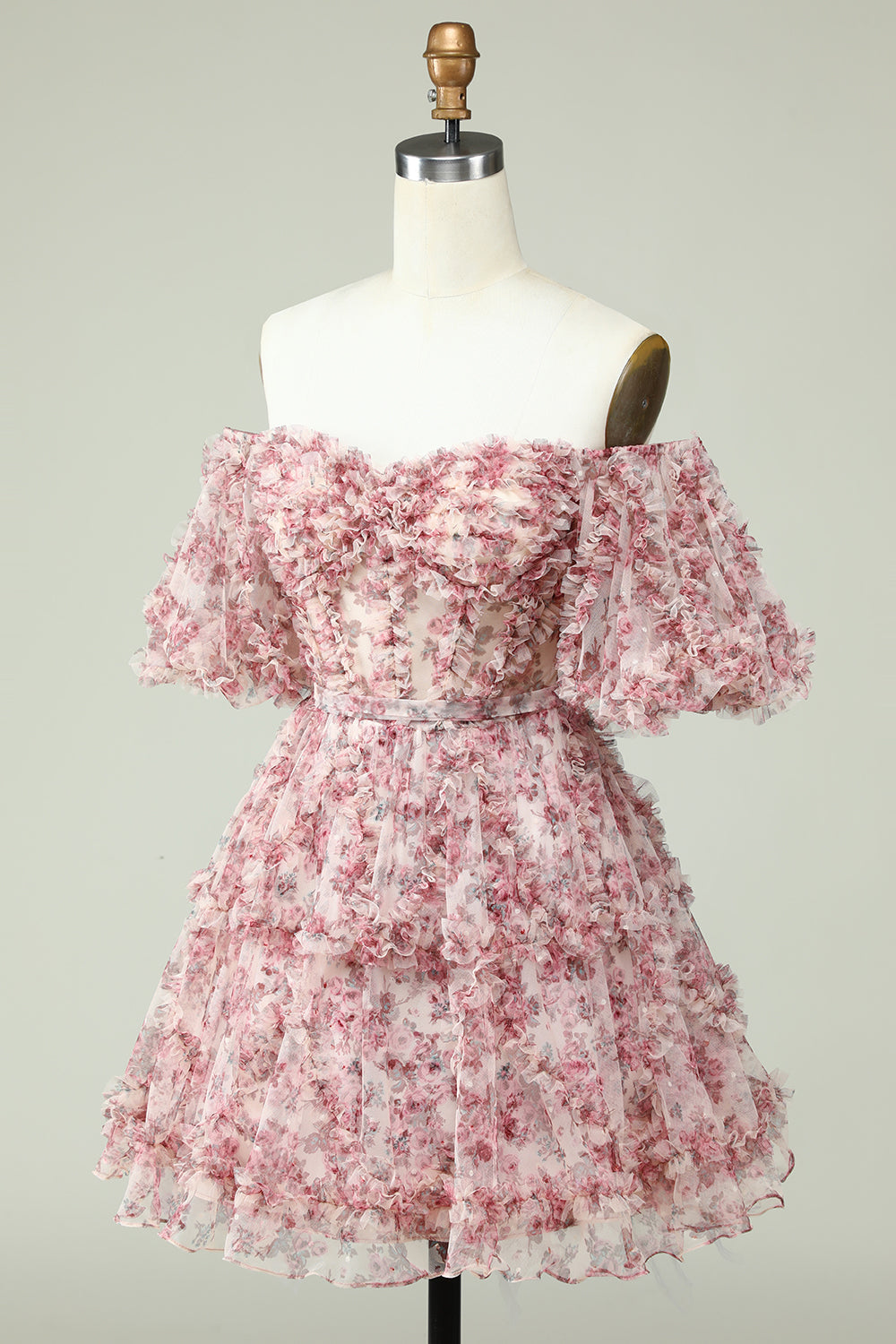 Off the Shoulder Homecoming Jurk met Bloemenprint