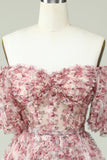 Off the Shoulder Homecoming Jurk met Bloemenprint