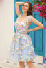 Afbeelding in Gallery-weergave laden, Een lijn spaghetti riemen paars korset homecoming jurk met 3D bloemen