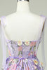 Afbeelding in Gallery-weergave laden, Een lijn spaghetti riemen paars korset homecoming jurk met 3D bloemen