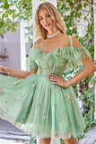 Leuke A Line Lavendel Off the Shoulder Corset Homecoming Jurk met Ruches