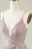 Afbeelding in Gallery-weergave laden, A Line Spaghetti Straps Blush Short Homecoming Jurk met Appliques
