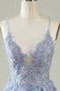 Afbeelding in Gallery-weergave laden, A Line Spaghetti Straps Light Purple Short Homecoming Jurk met Appliques
