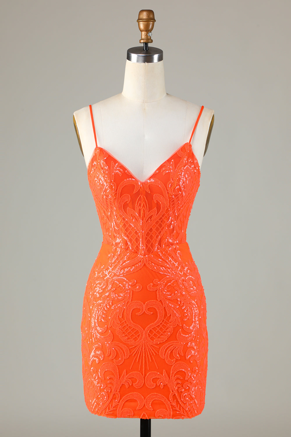 Sprankelende pailletten strakke oranje homecoming jurk