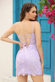 Lila Lace Strakke Korte Homecoming Jurk