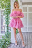 Afbeelding in Gallery-weergave laden, Hot Pink Off the Shoulder Tulle Homecoming Jurk