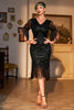 Afbeelding in Gallery-weergave laden, Donkergroene V-hals Gefranjerde Roaring 20s Party Dress