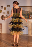 Golden Fringes Flapper Great Gatsby Jurk met Pailletten