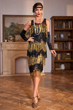 Golden Fringes Flapper Great Gatsby Jurk met Pailletten