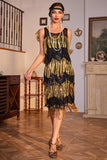 Golden Fringes Flapper Great Gatsby Jurk met Pailletten