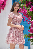 Prachtige A Line Floral Dusty Rose Homecoming Jurk met Ruches