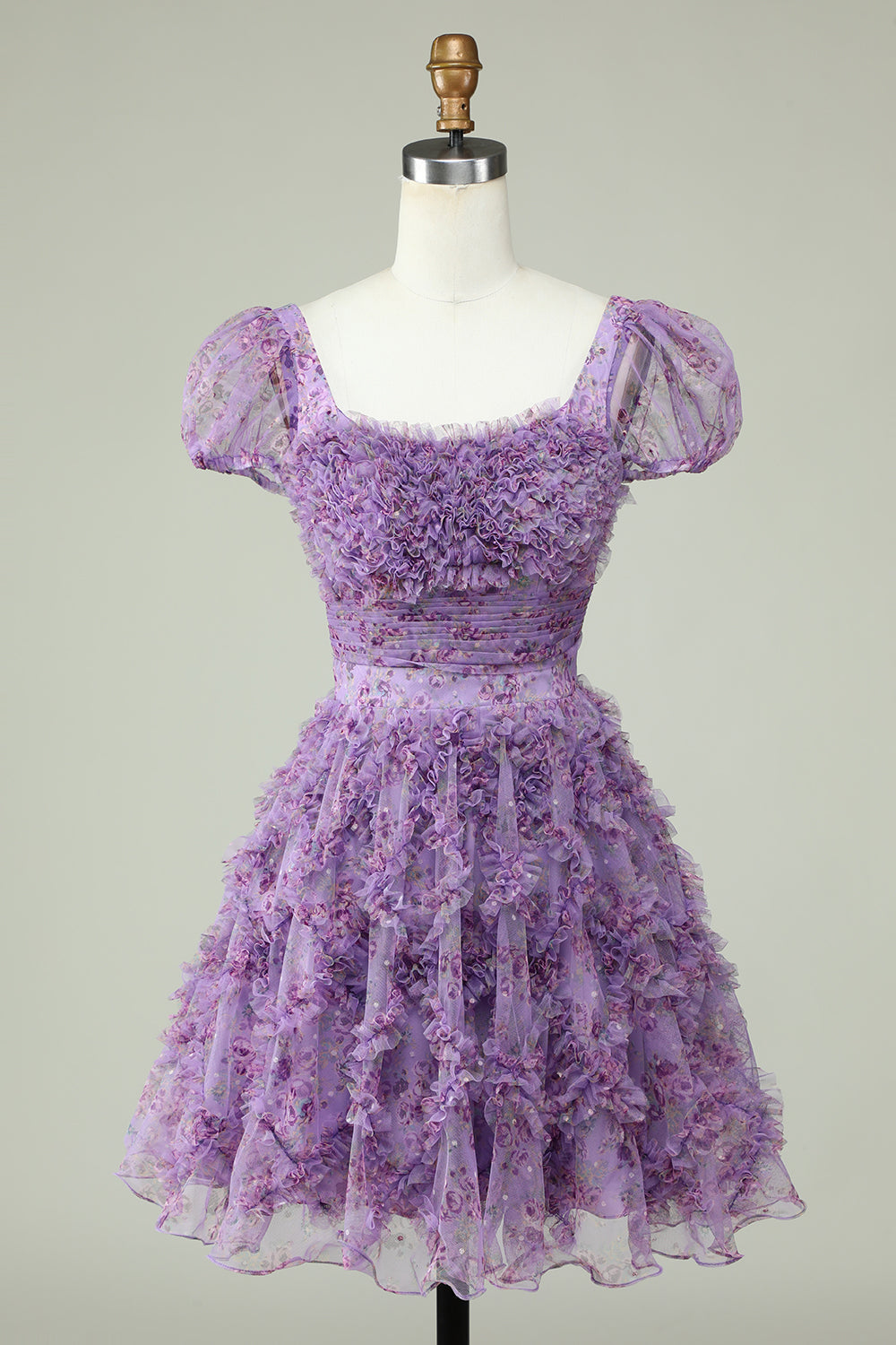 Leuke A Line Floral Ivoor rood Flower Homecoming Jurk met Ruches