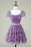 Leuke A Line Floral Ivoor rood Flower Homecoming Jurk met Ruches