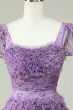 Prachtige A Line Floral Dusty Rose Homecoming Jurk met Ruches