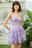 Leuke A Line Spaghetti Bandjes Donkerblauw Sprankelend Korset Homecoming Jurk