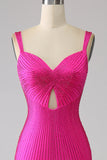 Sprankelende zeemeermin Hot Pink Prom jurk met Hollow-out