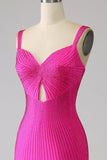 Sprankelende zeemeermin Hot Pink Prom jurk met Hollow-out