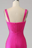 Sprankelende zeemeermin Hot Pink Prom jurk met Hollow-out