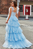 Gelaagde Tulle Sweetheart strikje bandjes pailletten Prom jurk met Appliques