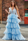 Gelaagde Tulle Sweetheart strikje bandjes pailletten Prom jurk met Appliques