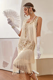 Champagne Pailletten Fringes 1920s Gatsby Jurk met 20s Accessoires Set