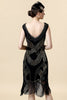 Afbeelding in Gallery-weergave laden, Zwarte Pailletten 1920s Gatsby Flapper Party Jurk met 20s Accessoires Set