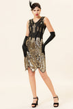 Gouden Pailletten Glitter Flapper Jurk met 1920s Accessoires Set