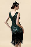 Groene gefranjerde Gatsby Jurk met 20s Accessoires Set