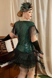 Groene Plus Size 1920s Gatsby Jurk met 20s Acessories Set