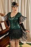 Groene Plus Size 1920s Gatsby Jurk met 20s Acessories Set