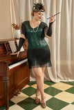 Groene Plus Size 1920s Gatsby Jurk met 20s Acessories Set