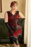 Rode Plus Size 1920s Gatsby Jurk met 20s Acessories Set