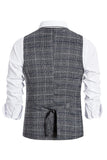 Grijs geruit double breasted herenvest met accessoireset