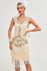 Afbeelding in Gallery-weergave laden, Glitter Champagne pailletten omzoomd jaren 1920 Gatsby jurk met accessoires Set