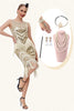 Afbeelding in Gallery-weergave laden, Champagne Glitter Franjes Gatsby Jurk met Accessoires Set