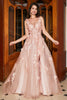 Afbeelding in Gallery-weergave laden, Blush Appliques A Line Spaghetti Bandjes Prom Dress met Accessoire