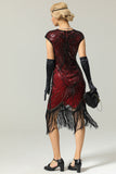 Zwarte Gatsby Glitter Fringe 1920s Flapper Jurk