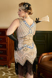 Pailletten Koningsblauw Grote maat 1920s Flapper Jurk