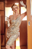 Gouden V Hals Gatsby Jurk