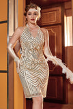 Gouden V Hals Gatsby Jurk